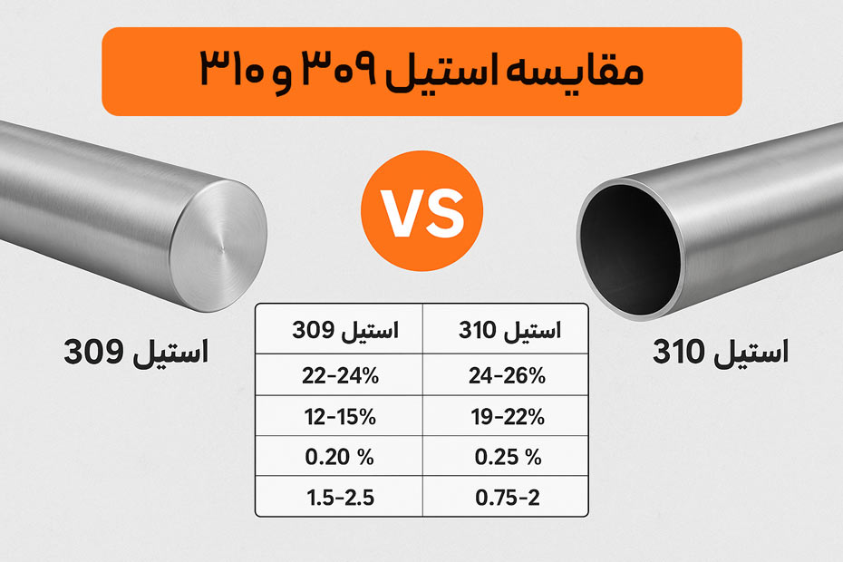 مقایسه استیل 309 و 310 از نظر ترکیب شیمیایی و کاربرد صنعتی
