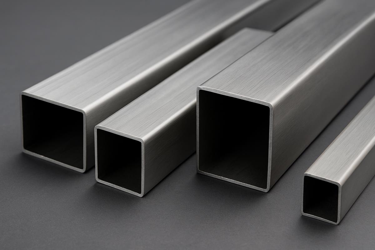 تصویر پروفیل استیل با سطح براق و مات در اندازه‌های مختلف